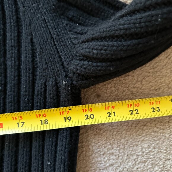 The Limited Sweater Womens Medium Cardigan 100% Lambswool Black Ribbed - Picture 9 of 9
